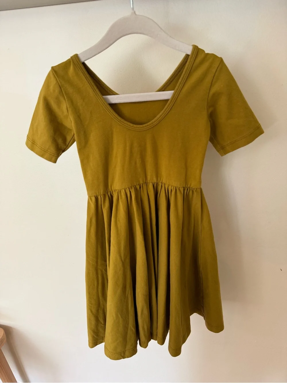 Girls' Mustard Short-Sleeve Casual Dress